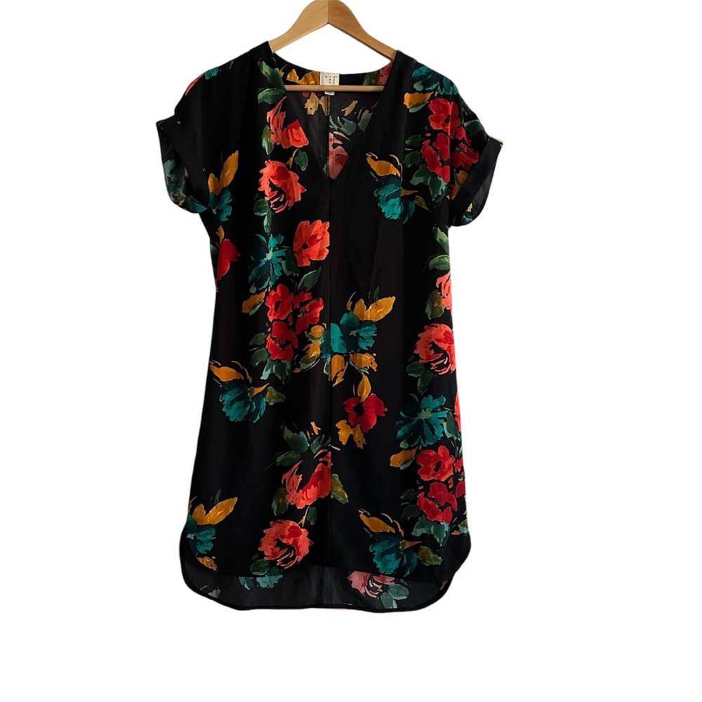 A New Day Short Sleeve Multi-Colored Floral Shirt Dress